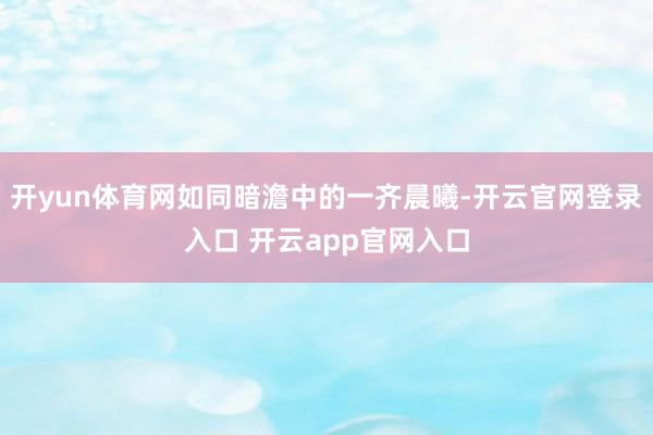 开yun体育网如同暗澹中的一齐晨曦-开云官网登录入口 开云app官网入口