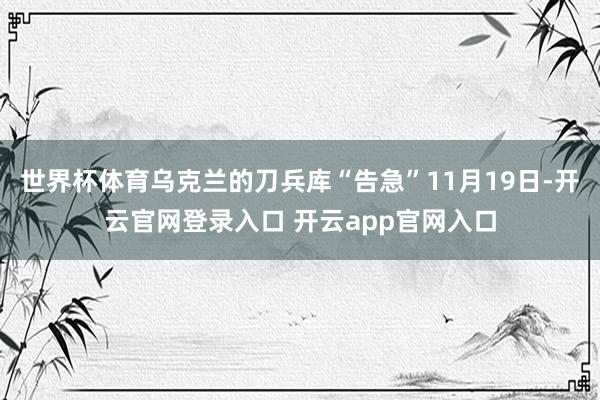 世界杯体育乌克兰的刀兵库“告急”11月19日-开云官网登录入口 开云app官网入口
