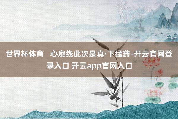 世界杯体育   心扉线此次是真·下猛药-开云官网登录入口 开云app官网入口