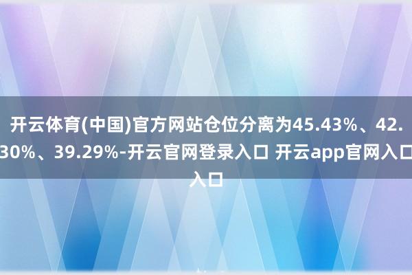 开云体育(中国)官方网站仓位分离为45.43%、42.30%、39.29%-开云官网登录入口 开云a