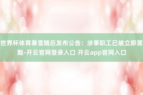 世界杯体育暴雪随后发布公告：涉事职工已被立即罢黜-开云官网登录入口 开云app官网入口